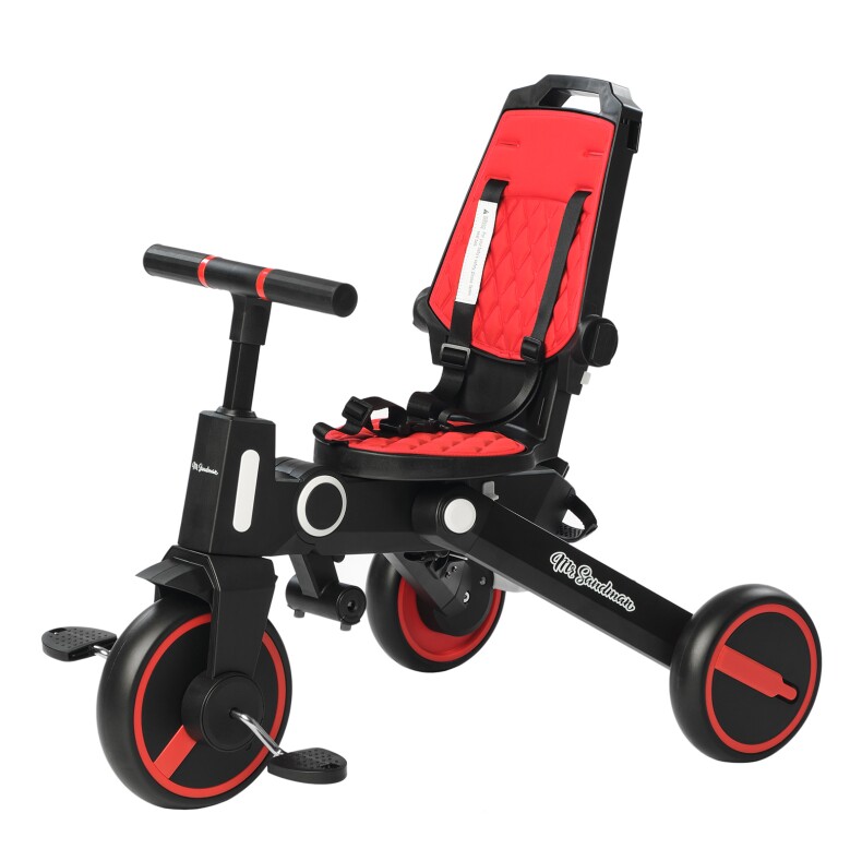 Велосипед детский трёхколесный складной Mr Sandman SL-168 - Чёрный/Красный